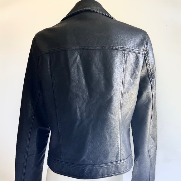 Topshop Black Leather Moto Jacket - Picture 6 of 14